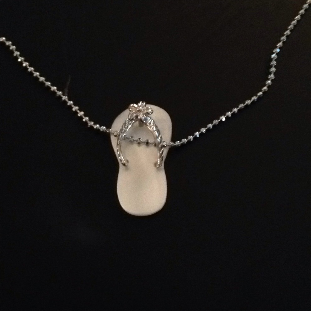 Sterling silver necklace with flip flop charm